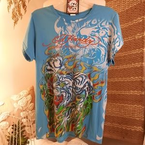 Ed Hardy By Christian Audigier Flaming Tiger Shirt